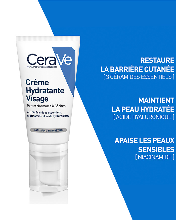 CeraVe Crème Hydratante Visage 52 ml + Crème Lavante Hydratante 20
